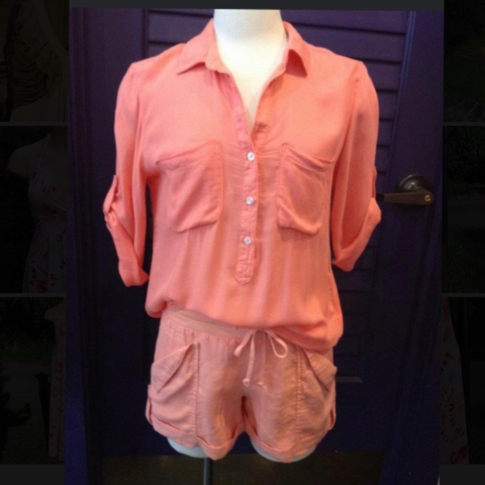 Bella Dahl peach linen shorts
